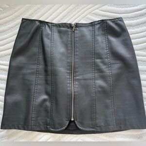 Free People Layla Faux Leather Mini Skirt with Zipper Detail